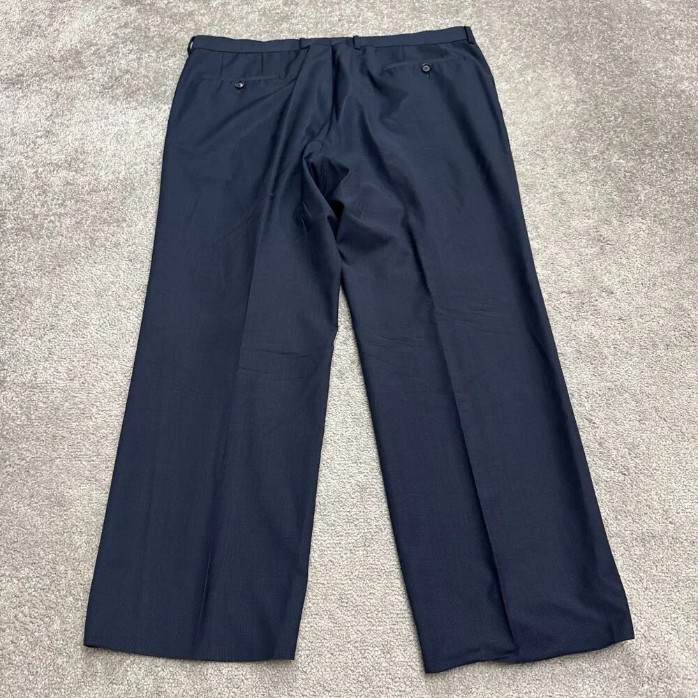 Boss Hugo Boss Virgin Wool Dress Pants Mens 39x29 Navy Blue Straight Leg Career